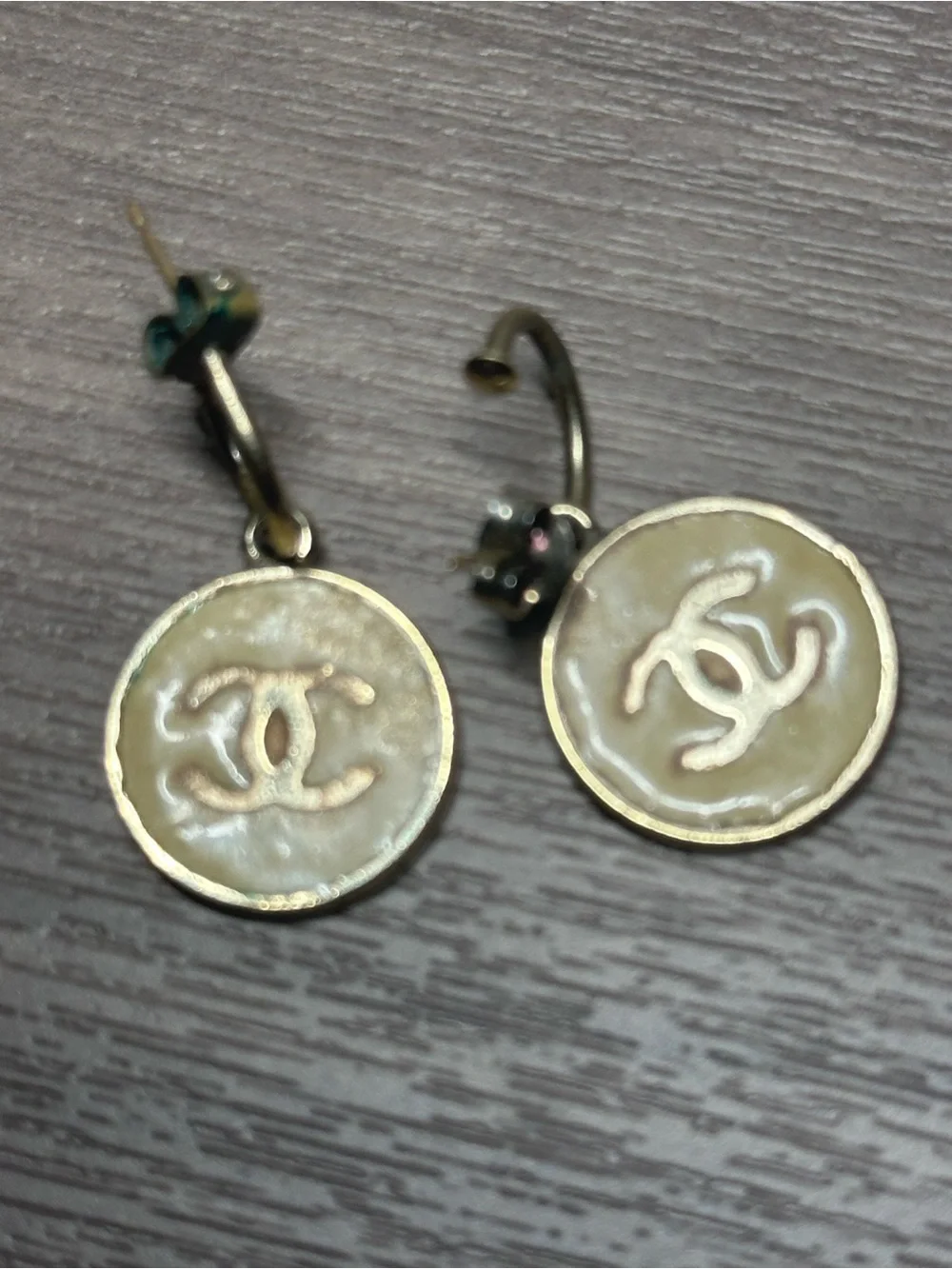 CHANEL Enamel CC Drop Earrings White